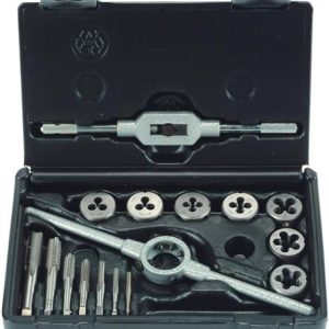 TAP & DIE SET 16 PIECE M3 - M12 HSS WITH DIE HOLDER & TAP WRENCH