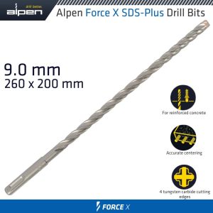 FORCE X 9.0 x 260/200 SDS-PLUS DRILL BIT X4 CUTTING EDGES