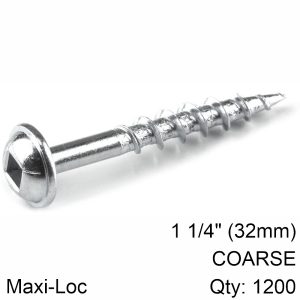KREG ZINC POCKET HOLE SCREWS 32MM 1.25' #8 COARSE THREAD MX LOC 1200CT