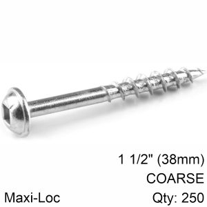 KREG ZINC POCKET HOLE SCREWS 38MM 1.50' #8 COARSE THREAD MX LOC 250CT