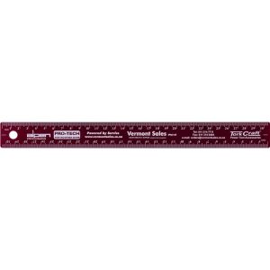 300MM CORK BACKED STAINLESS STEEL RULER RED