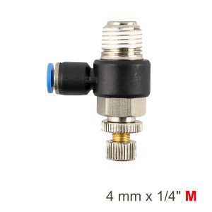 FLOW CONTROL SWIV. ELBOW PU 4MM X 1/4' M