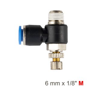 FLOW CONTROL SWIV. ELBOW PU 6MM X 1/8' M