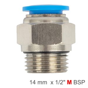 PU FITTING STR. STUD W/O-RING 14MM-1/2' M