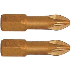 POZI 2 X 25MM INSERT BIT TORSION TIN COATED 2PCE PZ2
