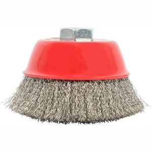 WIRE CUP BRUSH 100 X M14 CRIMPED STAINLESS STEEL BULK TCW