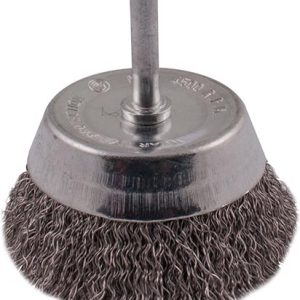 WIRE CUP BRUSH 63MM 6MM SHAFT STAINLESS STEEL
